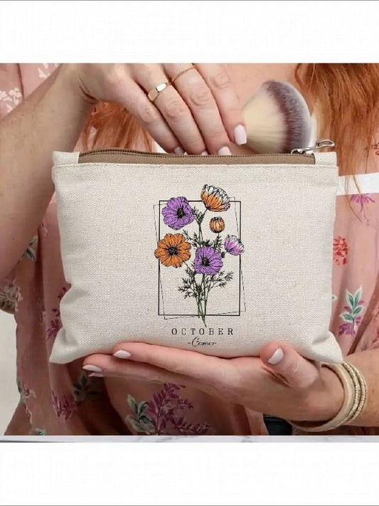 Multi-Use Makeup Organizer Bag – Heavy Duty Duck Cotton, Washable with Digital Print