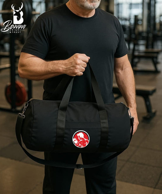 Men's Gym Bag – Water-Resistant Polyester – Side & Front Zipper – Rust-Free Hardware – Imported Satin Handle – Durable & Functional1111