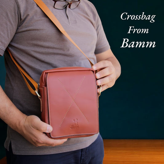 Natural Leather Bag Cross From Bamm