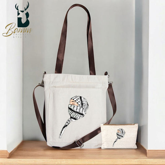 BAMM Beige Tote Bag With Two Adjustable Shoulder Straps