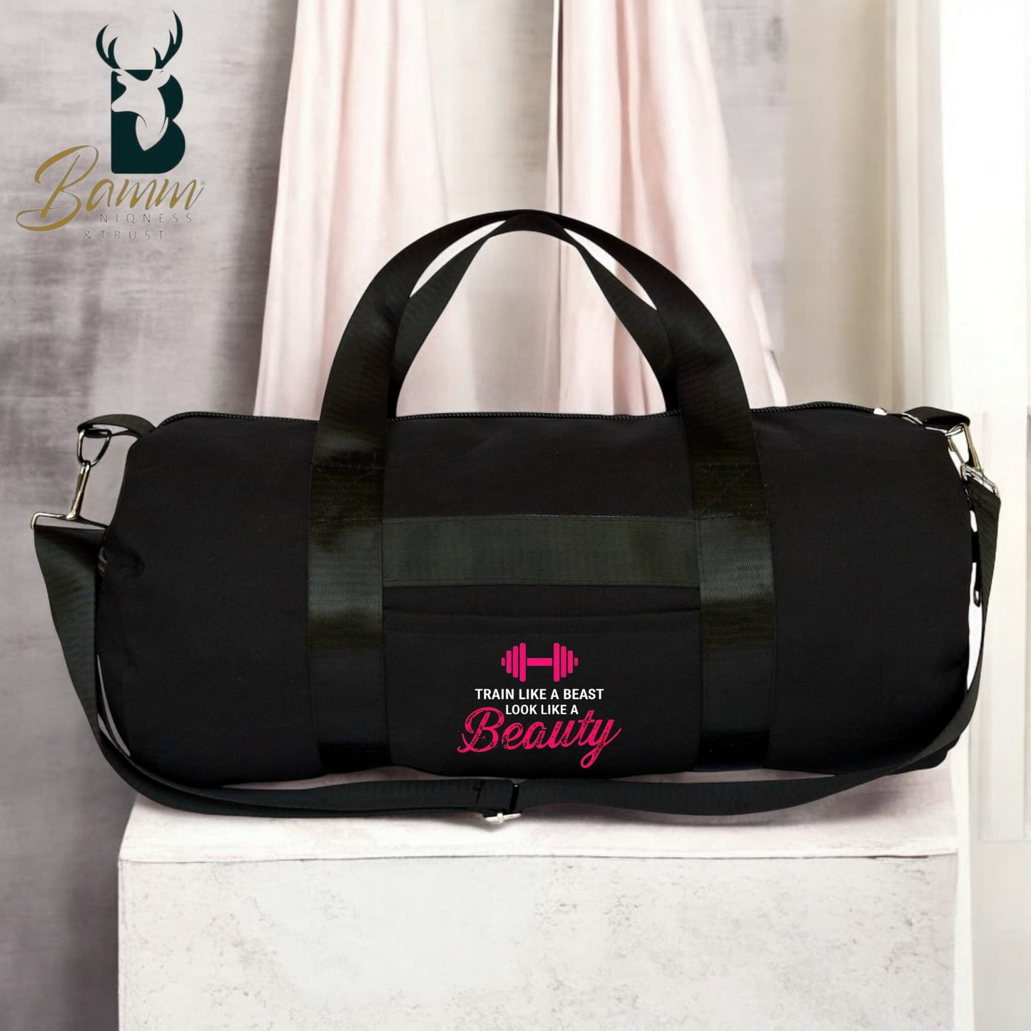 Women's Gym Bag – Water-Resistant Polyester – Side & Front Zipper – Imported Satin Handle – Stylish & Spacious 1111