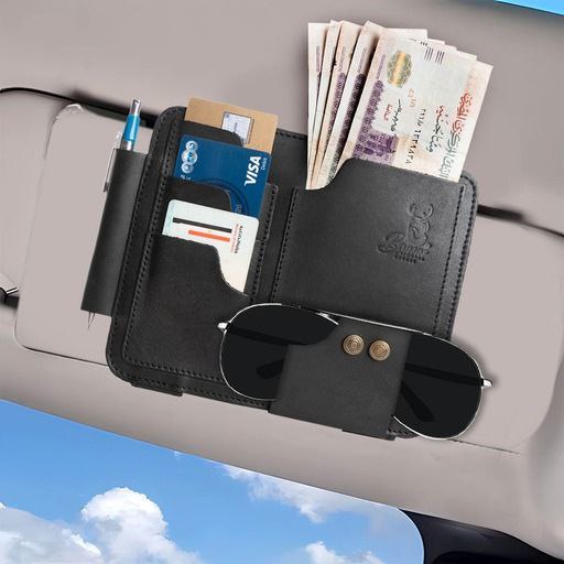 Leather Car Sun Visor Organizer – Keep Your Essentials Neat & Accessible!