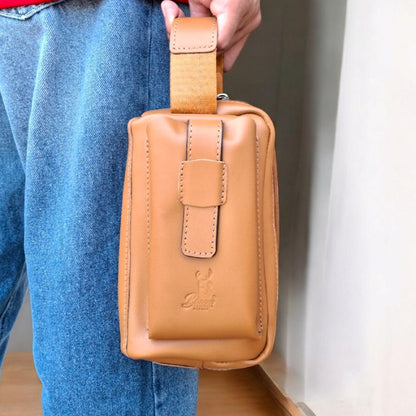 Natural Leather Bag With Mobile Case From Bamm