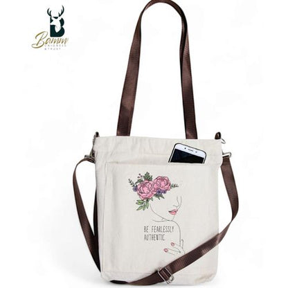 BAMM Beige Tote Bag With Two Adjustable Shoulder Straps (بنت ورد )