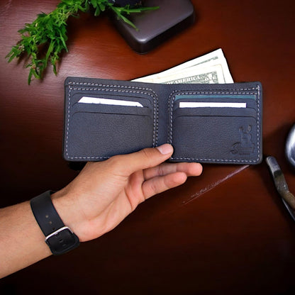 Men’s Genuine Leather Wallet by BAMM – Handmade, 9x11 cm, 8 Card Slots, Compact and Stylish