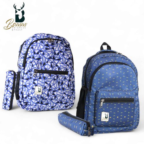 "Set Of Two School Backpacks - Durable Polyester With Pencil Case, Multiple Pockets, And Comfortable Straps"