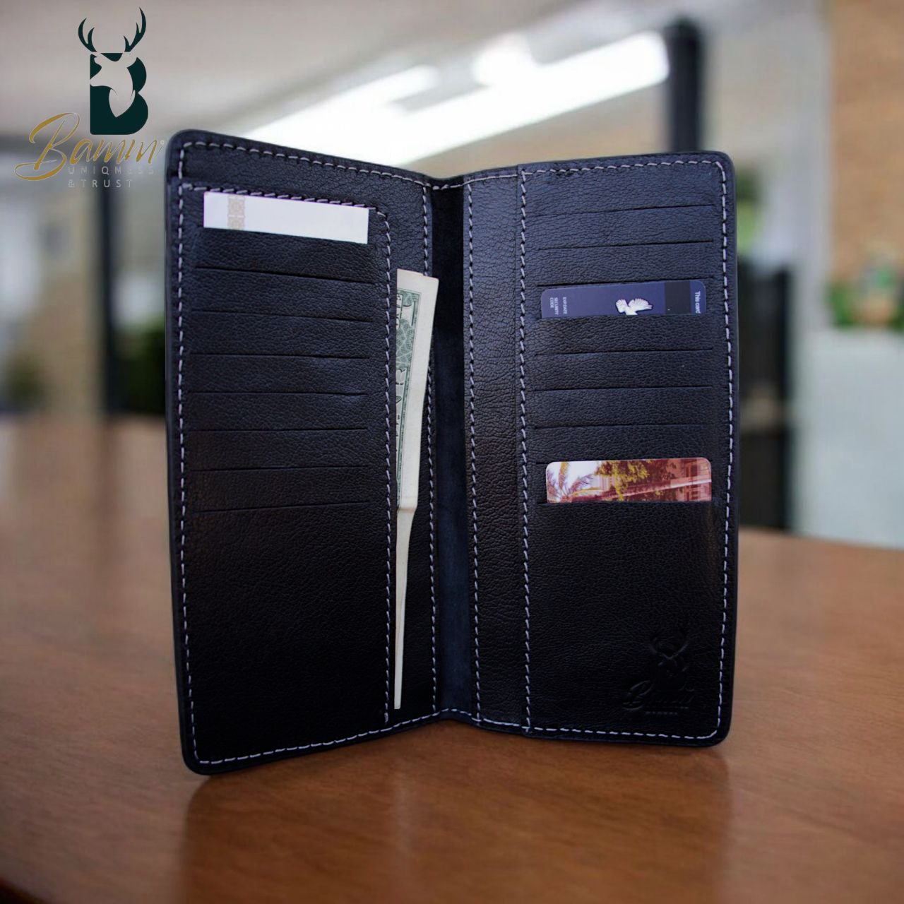 Genuine Leather Travel Wallet – Passport Holder with 13 Card Slots & 4 Large Pockets