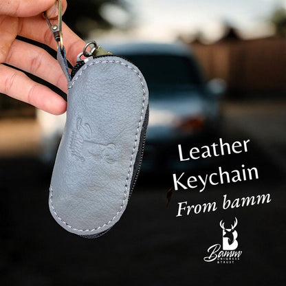 Natural Leather Keychain for Car Remote & Keys – 5x11 cm