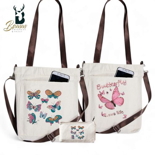 Special Offer: 2 Girls' Tote Bags For University And Daily Use - Beige With Free Pencil Case