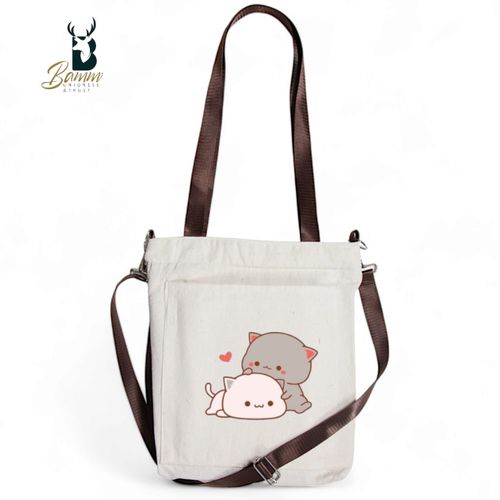 BAMM Beige Tote Bag With Two Adjustable Shoulder Straps