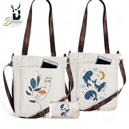 Girls' Tote Bag For University And Daily Use - Beige With Free Pencil Case