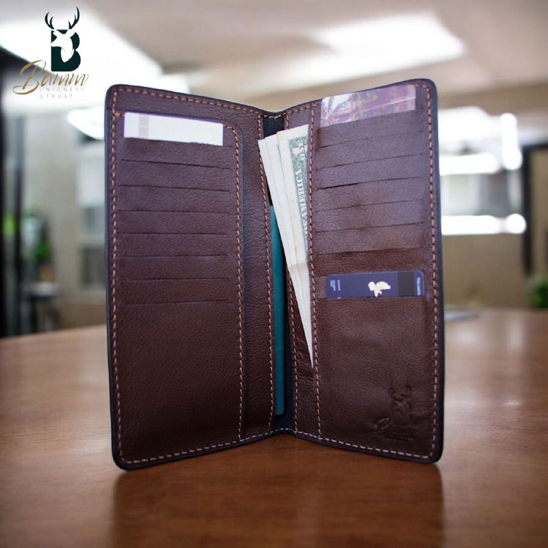 Genuine Leather Travel Wallet – Passport Holder with 13 Card Slots & 4 Large Pockets