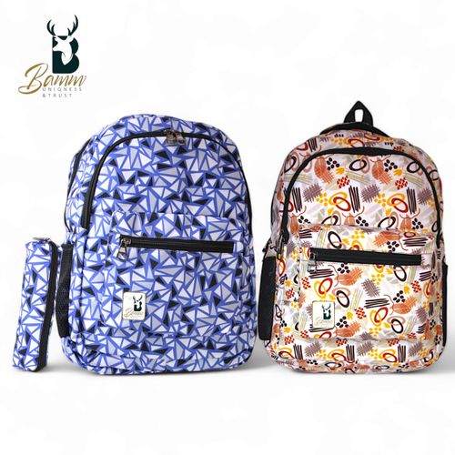 "Set Of Two School Backpacks - Durable Polyester With Pencil Case, Multiple Pockets, And Comfortable Straps"bamm