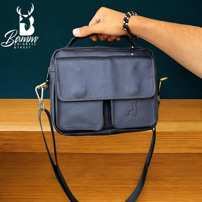 Genuine Leather Men’s Crossbody Bag – Multiple Pockets, Velvet Lining, Rust-Resistant Hardware