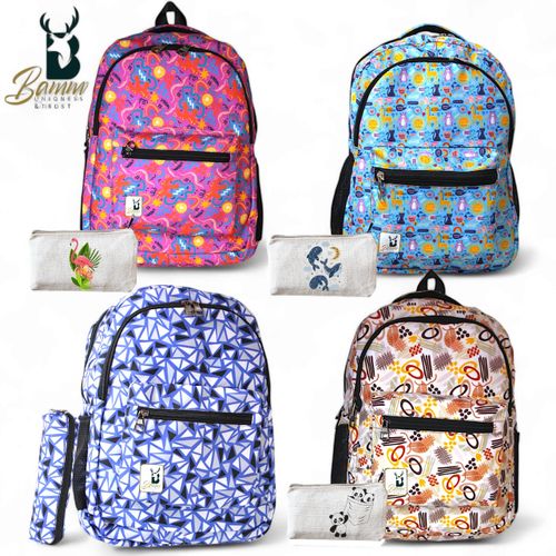 "Offer: 4 School Backpacks For Kids With 4 Gift Pencil Cases - Made Of High-Quality Polyester, Practical And Comfortable Design"