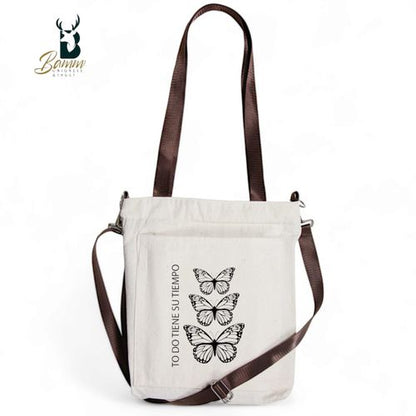 BAMM Beige Tote Bag With Two Adjustable Shoulder Straps