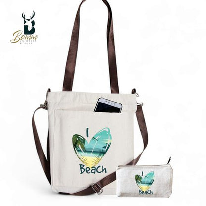 Girls' Tote Bag For University And Daily Use - Beige With Free Pencil Case