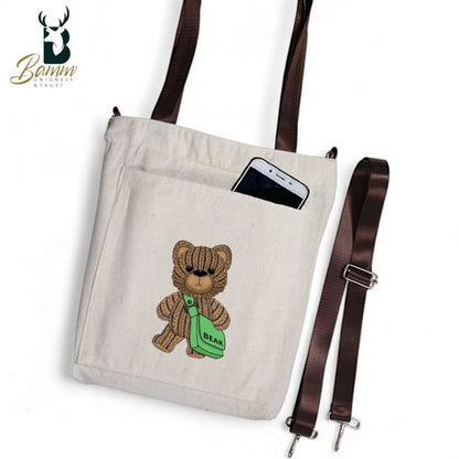 BAMM Beige Tote Bag With Two Adjustable Shoulder Straps