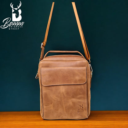 Natural Leather Men's Crossbody Bag – Premium Arizona Leather | شنطة كروس جلد طبيعي رجالي أنيقة وعملية
