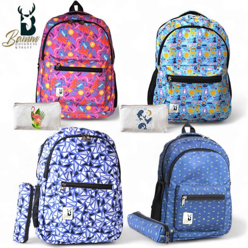 "Offer: 4 School Backpacks For Kids With 4 Gift Pencil Cases - Made Of High-Quality Polyester, Practical And Comfortable Design"