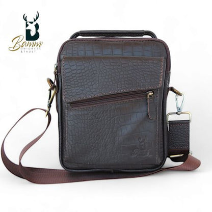 "Men's Genuine Leather Crossbody Bag From Bamm - Practical, Stylish, With Multiple Zippers"