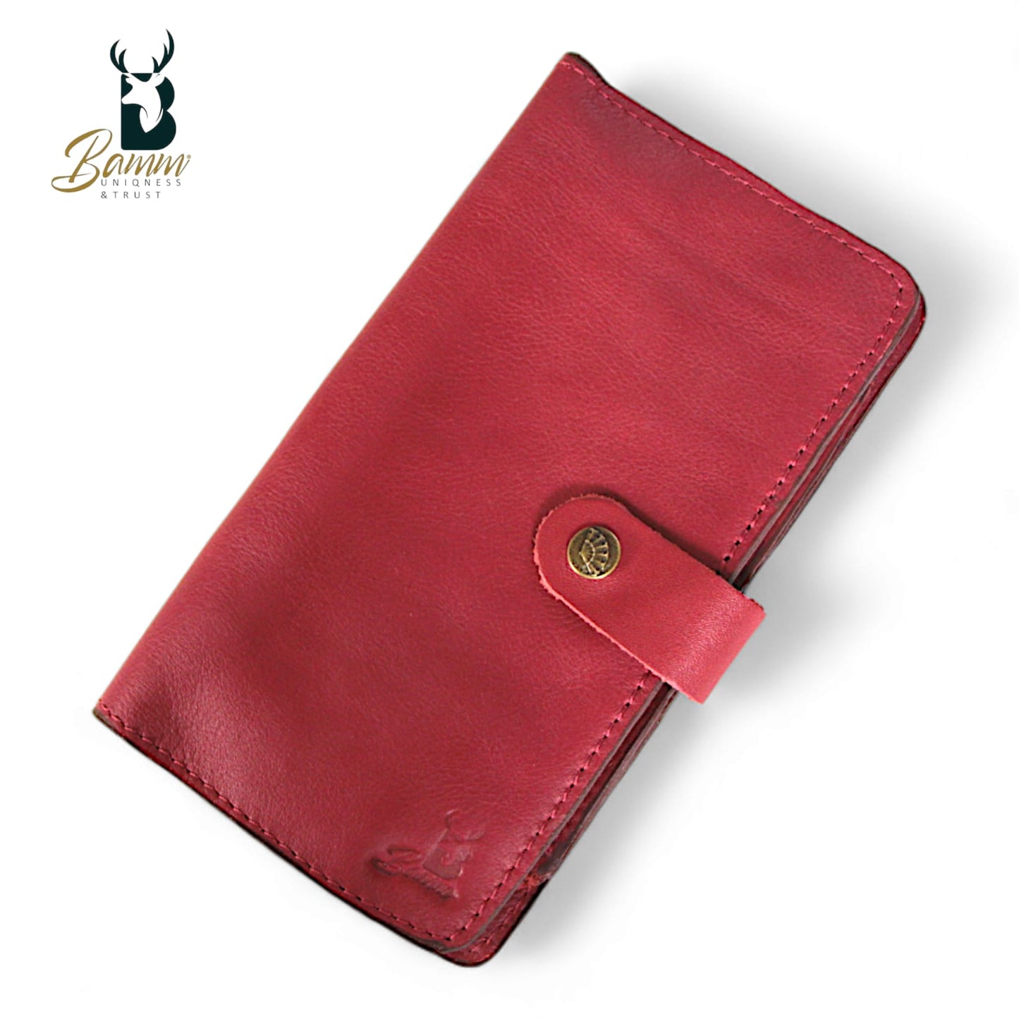 BAMM Genuine Leather Portfolio – Handcrafted 8 Card Slots + Mobile Holder + Memory Pockets   2248