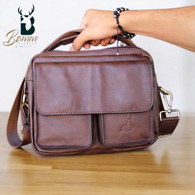 Genuine Leather Men’s Crossbody Bag – Multiple Pockets, Velvet Lining, Rust-Resistant Hardware