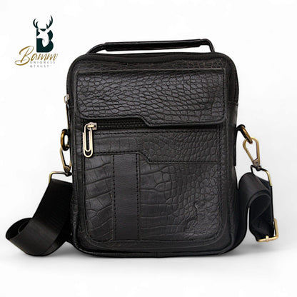 Premium Men's Genuine Leather Crossbody Bag – 20x25 cm, Multi-Compartment