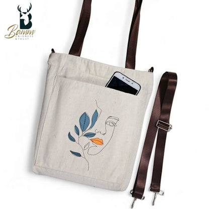 BAMM Beige Tote Bag With Two Adjustable Shoulder Straps