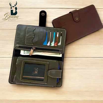 BAMM Genuine Leather Portfolio – Handcrafted 8 Card Slots + Mobile Holder + Memory Pockets   2248