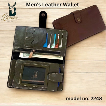 BAMM Genuine Leather Portfolio – Handcrafted 8 Card Slots + Mobile Holder + Memory Pockets   2248