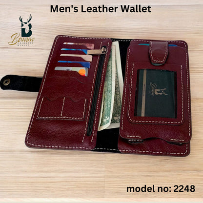 BAMM Genuine Leather Portfolio – Handcrafted 8 Card Slots + Mobile Holder + Memory Pockets   2248