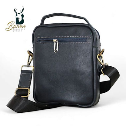 "Men's Genuine Leather Crossbody Bag From Bamm - Practical, Stylish, With Multiple Zippers"