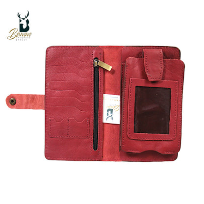 BAMM Genuine Leather Portfolio – Handcrafted 8 Card Slots + Mobile Holder + Memory Pockets   2248