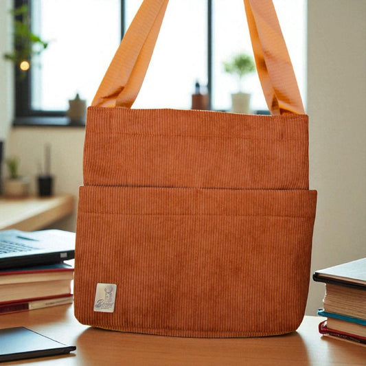 BAMM Corduroy Canvas Tote Bag for Women – Stylish Shoulder Bag for Travel, School & Daily Use (8006)