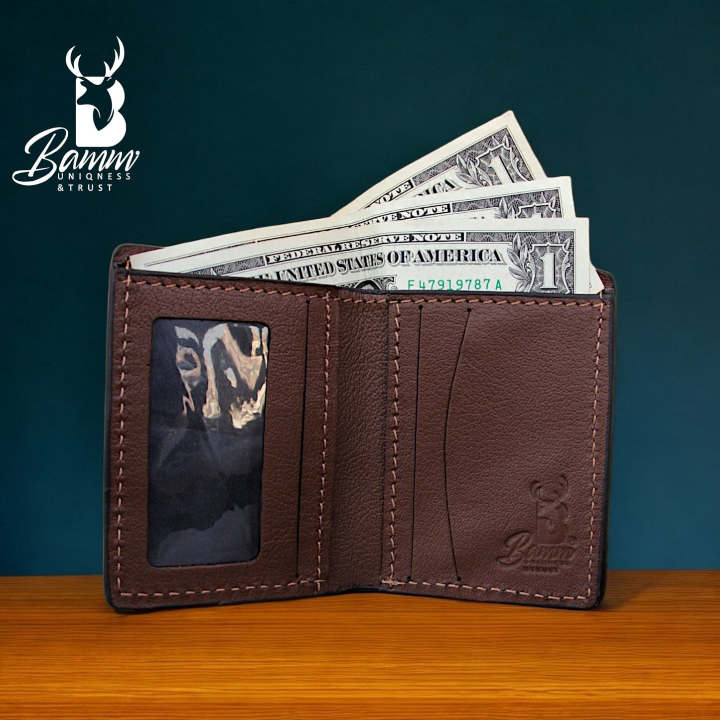 BAMM Genuine Leather Wallet for Men –  Compact Bifold with Card & Cash Slots