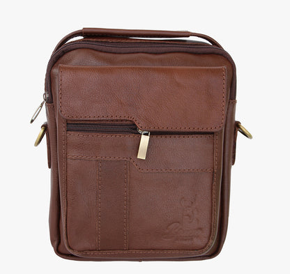 Premium Men's Genuine Leather Crossbody Bag – 20x25 cm, Multi-Compartment