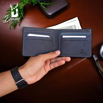 Men’s Genuine Leather Wallet by BAMM – Handmade, 9x11 cm, 8 Card Slots, Compact and Stylish