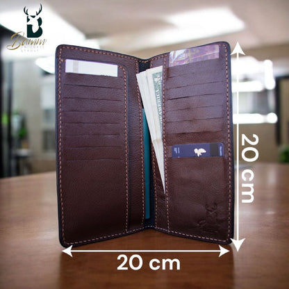 Genuine Leather Travel Wallet – Passport Holder with 13 Card Slots & 4 Large Pockets