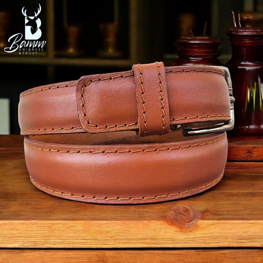 Bamm Kids Genuine Leather Belt – Adjustable Metal Buckle, Durable & Stylish for School and Casual Wear
