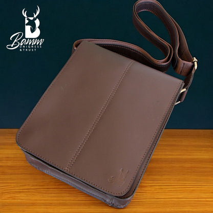 Men’s Genuine Leather Crossbody Bag – BAMM Shoulder Bag with Adjustable Strap, Anti-Rust Zippers, Card Holder, and Multiple Compartments