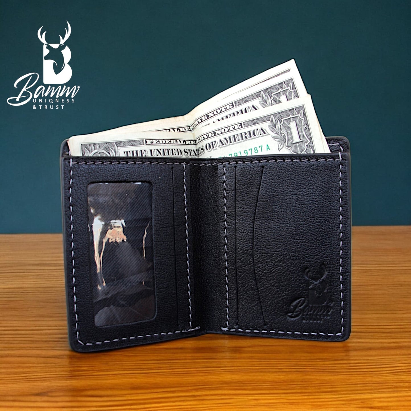 BAMM Genuine Leather Wallet for Men –  Compact Bifold with Card & Cash Slots
