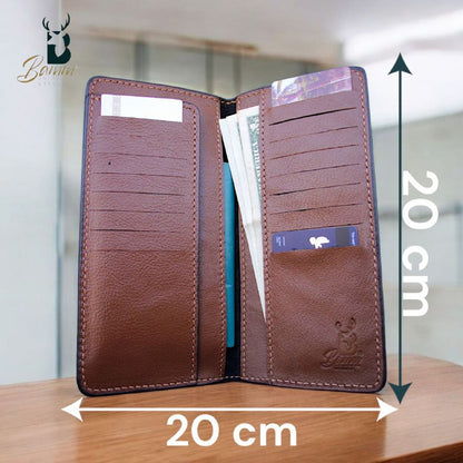 Genuine Leather Travel Wallet – Passport Holder with 13 Card Slots & 4 Large Pockets