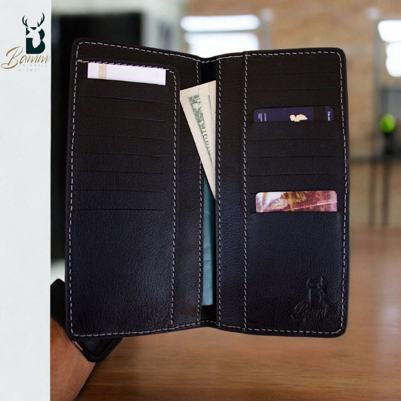 Genuine Leather Travel Wallet – Passport Holder with 13 Card Slots & 4 Large Pockets