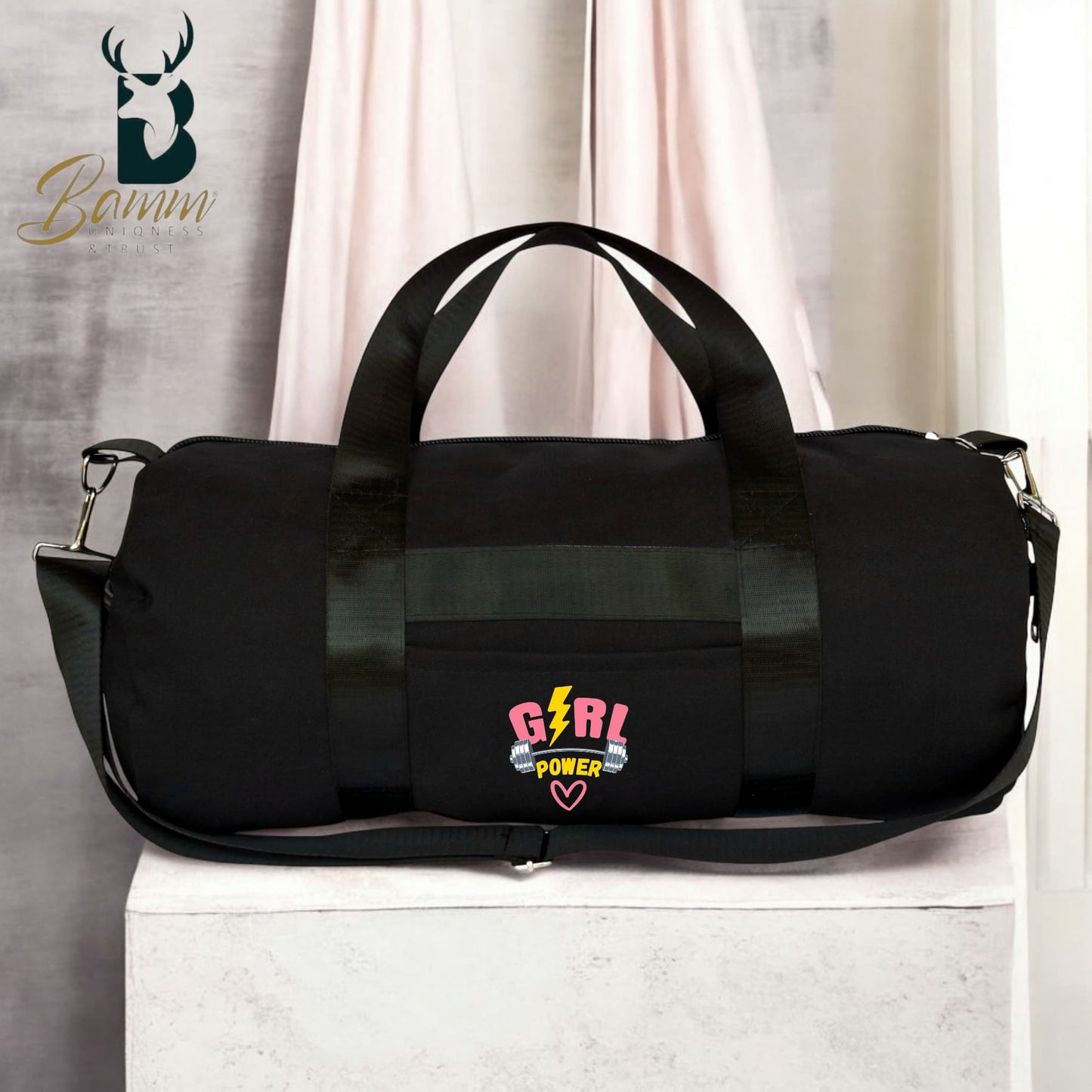 Women's Gym Bag – Water-Resistant Polyester – Side & Front Zipper – Imported Satin Handle – Stylish & Spacious (34×30×14 cm)1111