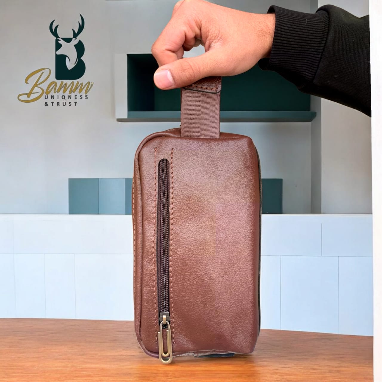 Natural Leather Bag With Mobile Case From Bamm