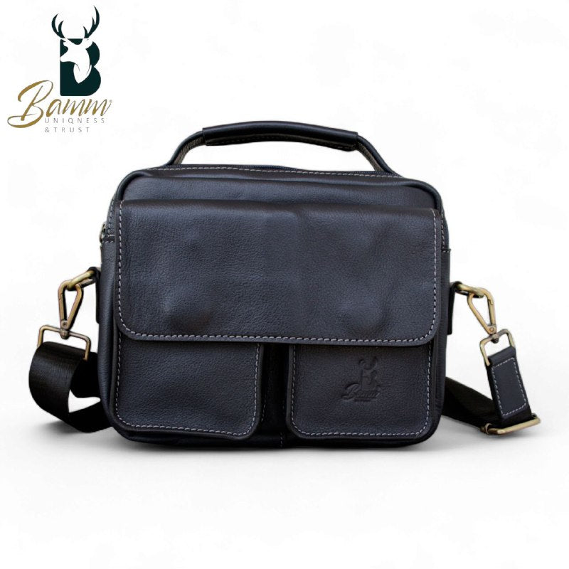 Genuine Leather Men’s Crossbody Bag – Multiple Pockets, Velvet Lining, Rust-Resistant Hardware