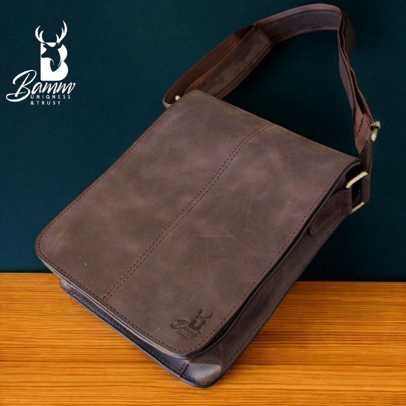 Men’s Genuine Leather Crossbody Bag – BAMM Shoulder Bag with Adjustable Strap, Anti-Rust Zippers, Card Holder, and Multiple Compartments