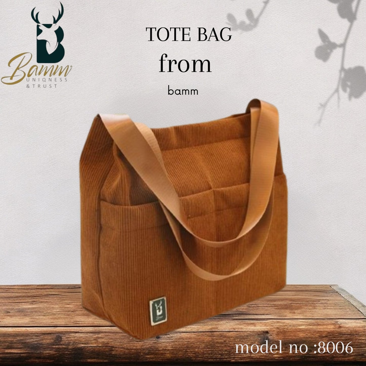 BAMM Corduroy Canvas Tote Bag for Women – Stylish Shoulder Bag for Travel, School & Daily Use (8006)