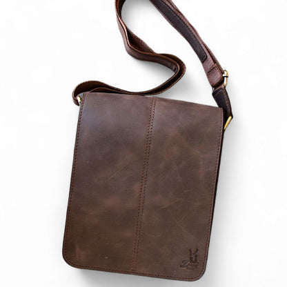 Men’s Genuine Leather Crossbody Bag – BAMM Shoulder Bag with Adjustable Strap, Anti-Rust Zippers, Card Holder, and Multiple Compartments